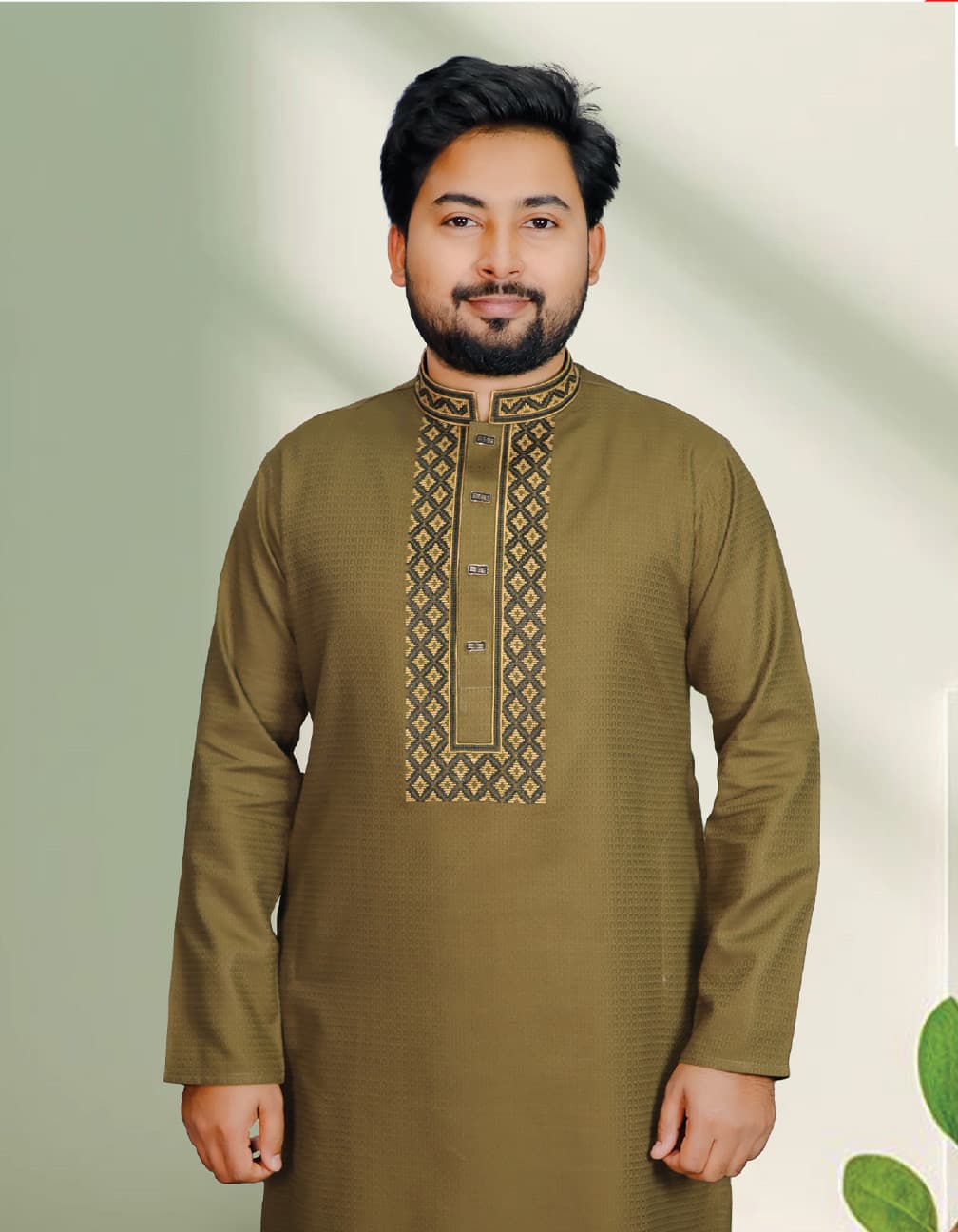 অলিভ গ্রে কালার পাঞ্জাবী Code: 150 - Image 1