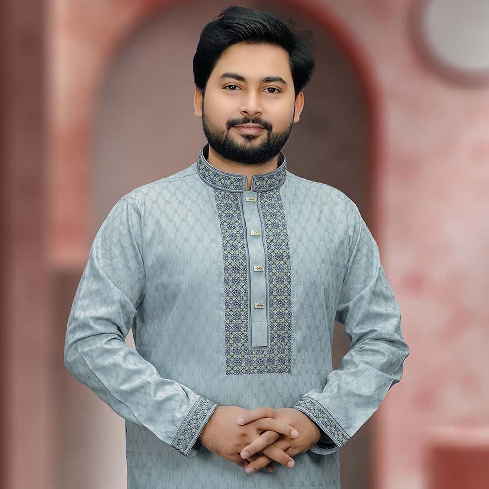 এ্যাশ কালার পাঞ্জাবী। কোড: ১৫ - Image 1